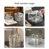Desktop Mini Trash Can Small Waste Bin Storage Bucket for Office Kitchen Home - Grey-S - 45-Degree Angle