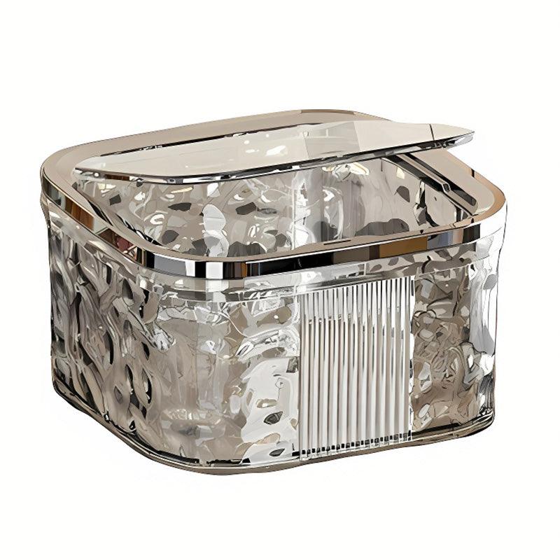 Desktop Mini Trash Can Small Waste Bin Storage Bucket for Office Kitchen Home - White-S