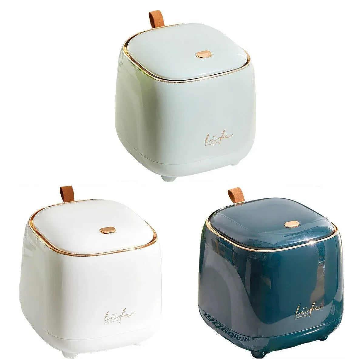 Small Desktop Wastebasket Paper Basket Mini Office Organizer for Desk Storage - White