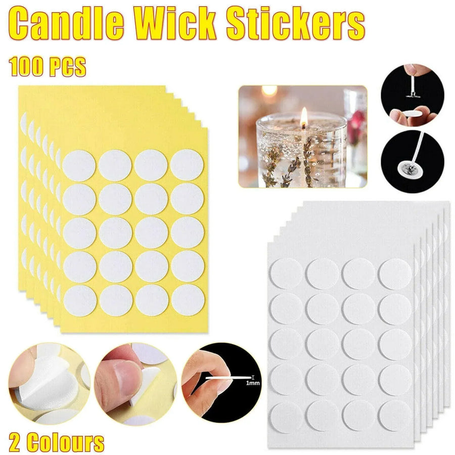 100 /200 Pcs Heat-Resistant Double-Sided Candle Wick Stickers for DIY Making