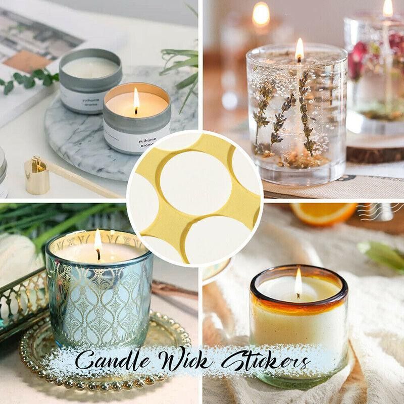 100 /200 Pcs Heat-Resistant Double-Sided Candle Wick Stickers for DIY Making