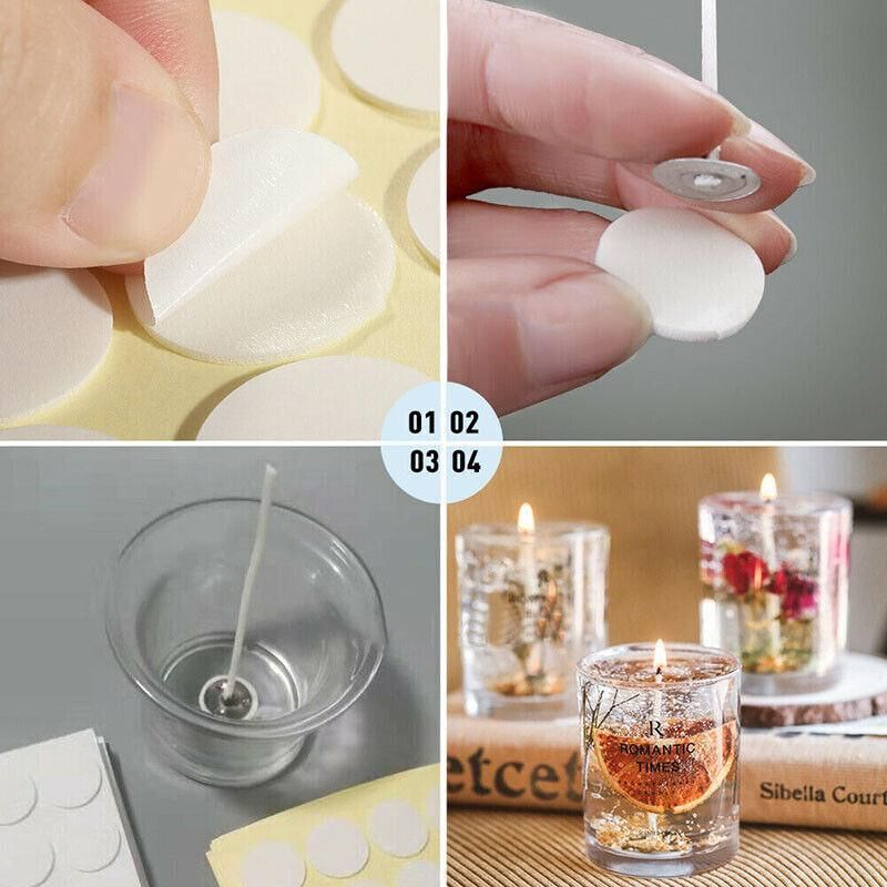 100 /200 Pcs Heat-Resistant Double-Sided Candle Wick Stickers for DIY Making