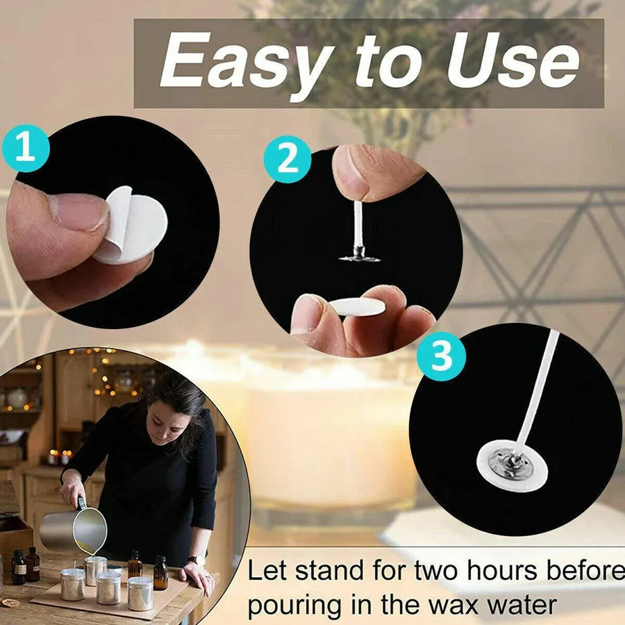100 /200 Pcs Heat-Resistant Double-Sided Candle Wick Stickers for DIY Making