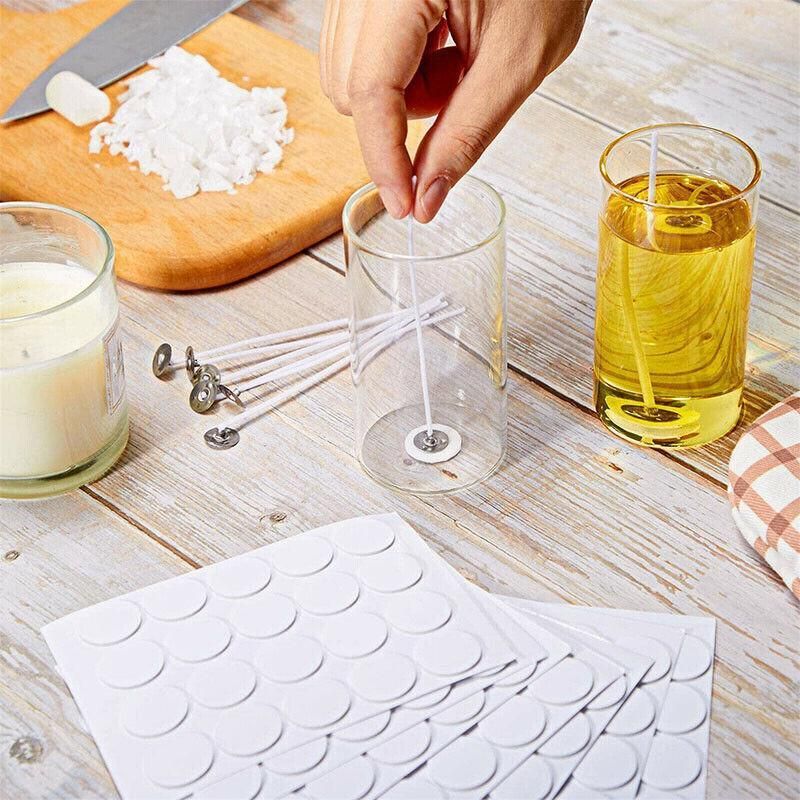 100 /200 Pcs Heat-Resistant Double-Sided Candle Wick Stickers for DIY Making