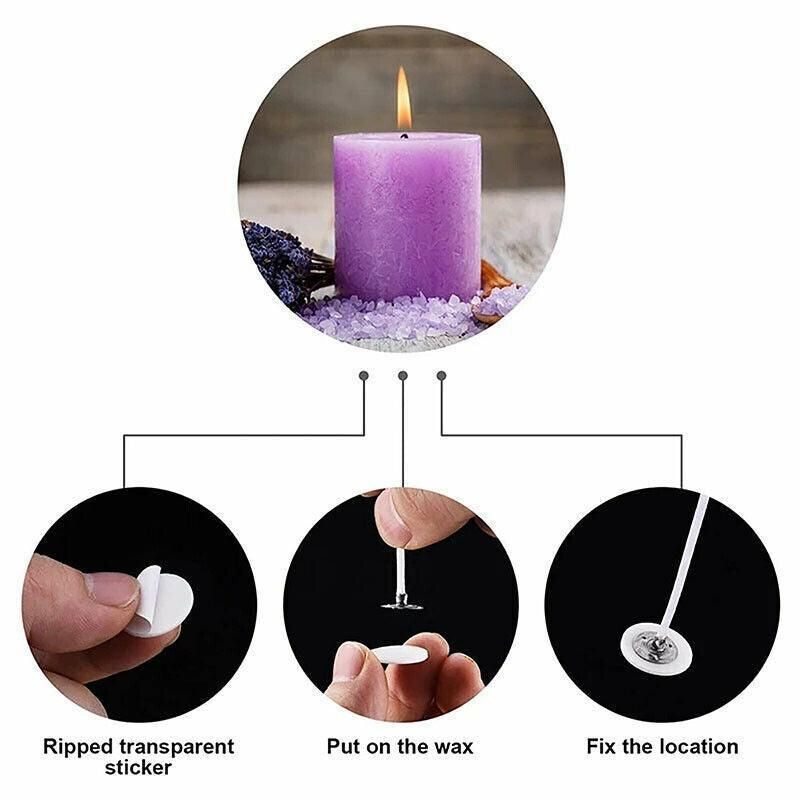 100 /200 Pcs Heat-Resistant Double-Sided Candle Wick Stickers for DIY Making