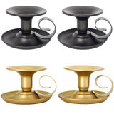 2pcs European Iron Candle Holders for Candlelight Dinner Decorative Lighting - Gold - Front View