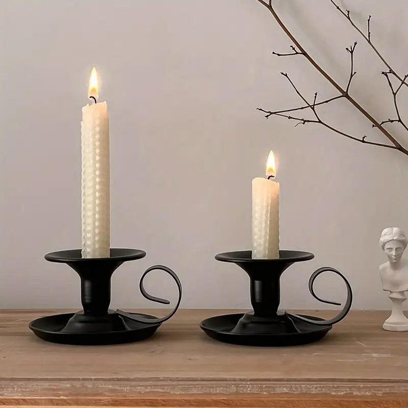 2pcs European Iron Candle Holders for Candlelight Dinner Decorative Lighting - Gold