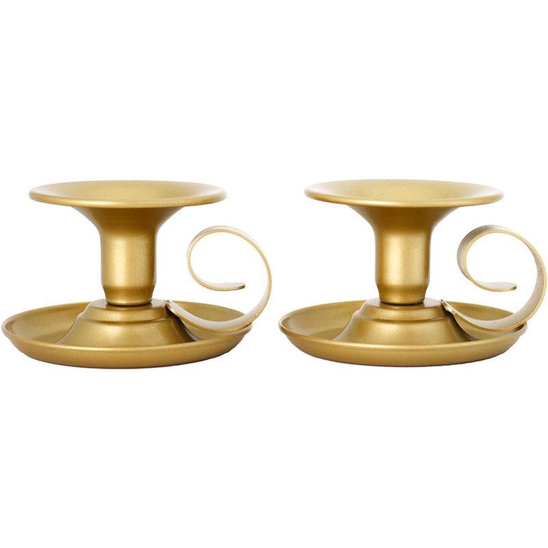 2pcs European Iron Candle Holders for Candlelight Dinner Decorative Lighting - Gold