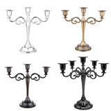 3/5 Arms Alloy Candle Holder Stand Candlesticks Candelabra Wedding Home Decor - 3-Bronze - Front View