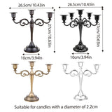 3/5 Arms Alloy Candle Holder Stand Candlesticks Candelabra Wedding Home Decor - 3-Bronze - Side View