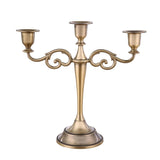 3/5 Arms Alloy Candle Holder Stand Candlesticks Candelabra Wedding Home Decor - 3-Bronze - Close-Up Angle