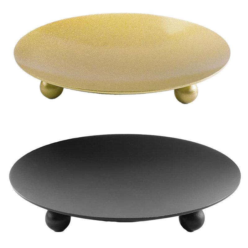 4pcs Iron Plate Candle Holder Aroma Base Tray for Decorative Candle Stand Set - Black
