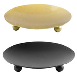 4pcs Iron Plate Candle Holder Aroma Base Tray for Decorative Candle Stand Set - Black - Front View