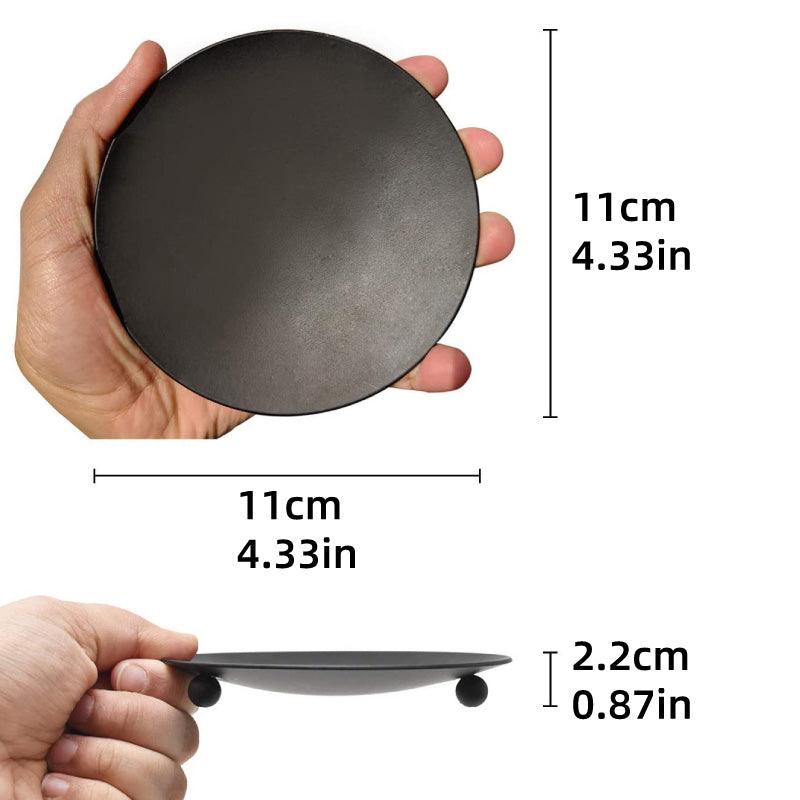 4pcs Iron Plate Candle Holder Aroma Base Tray for Decorative Candle Stand Set - Black
