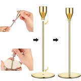 Set of 3 Decorative Candlestick Holder Candle Stand for Wedding / Dinner / Party - French Gold - Extra Image