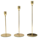 Set of 3 Decorative Candlestick Holder Candle Stand for Wedding / Dinner / Party - French Gold - Low Angle