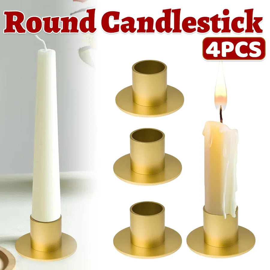 4pc Retro Metal Candle Holder Set Iron Rustproof Home Wedding Table