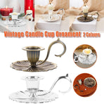 Retro Handheld Candlestick Holder European Style Candle Stand Metal Candlestick - Silver