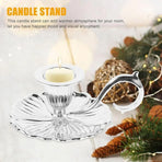 Retro Handheld Candlestick Holder European Style Candle Stand Metal Candlestick - Silver