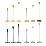Set of 3 Decorative Candlestick Holder Candle Stand for Wedding / Dinner / Party - Gold - Side View