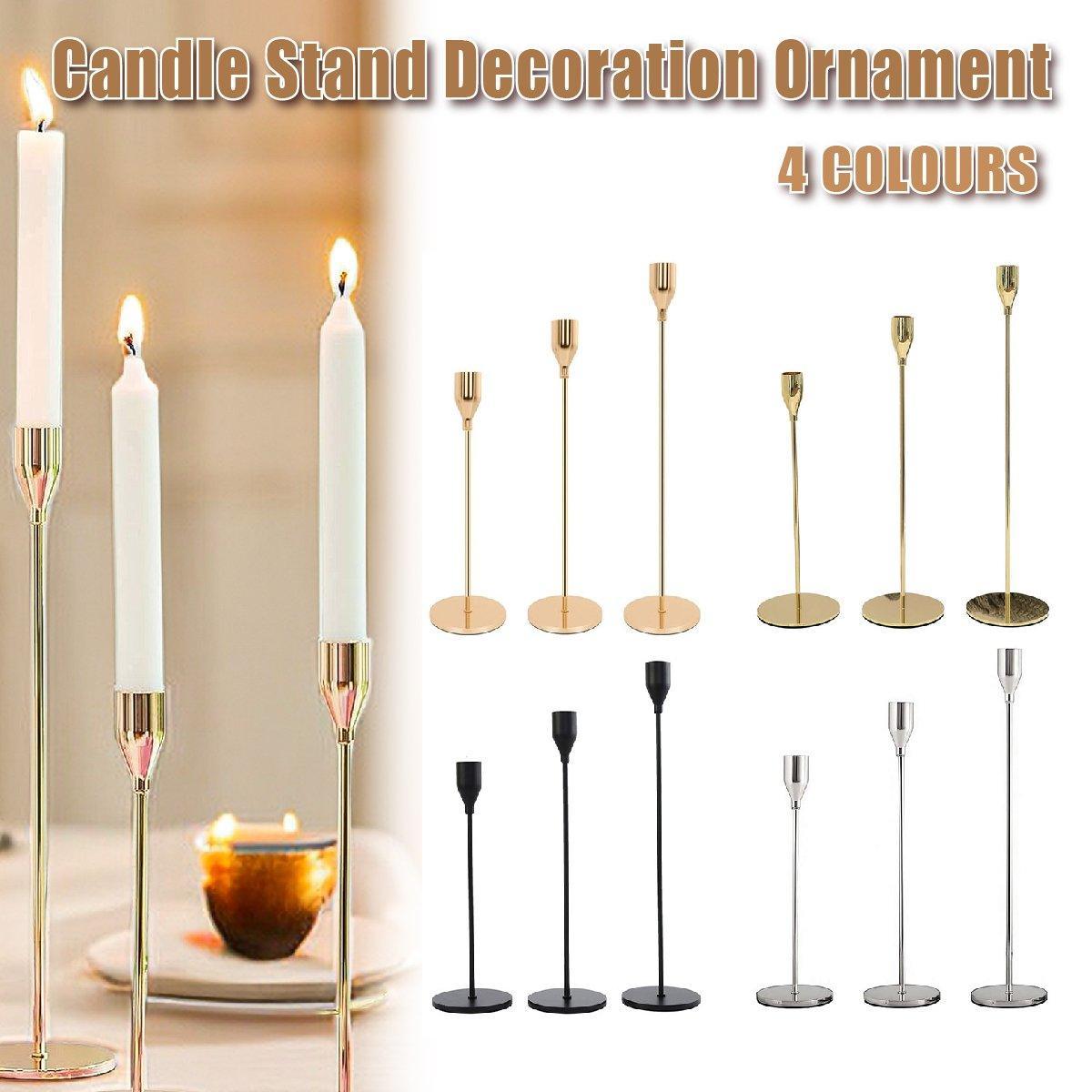 Set of 3 Decorative Candlestick Holder Candle Stand for Wedding / Dinner / Party - Gold