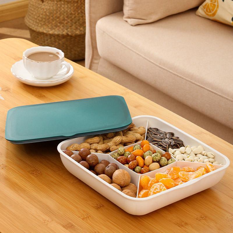 Plastic Fruit Plate Candy Box Dried Fruit Storage Box Snacks Nuts Tray Holder - Green