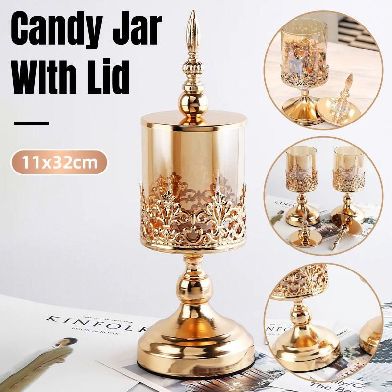 Glass Storage Jar with Lid Candy Jar Decorative Container for Home Storage Decor