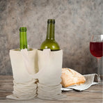 10PCS Double Bottle Wine Canvas Gift Bags with Handles for Party