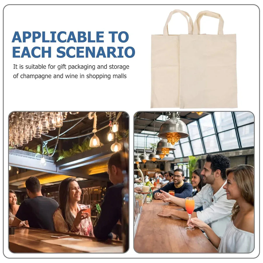 10PCS Double Bottle Wine Canvas Gift Bags with Handles for Party
