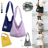 Womens Large Canvas Handbag Ladies Travel Messenger Shoulder Bag Hobo Tote Purse - Light Grey
