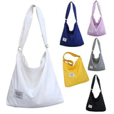 Womens Large Canvas Handbag Ladies Travel Messenger Shoulder Bag Hobo Tote Purse - Light Grey - Front View