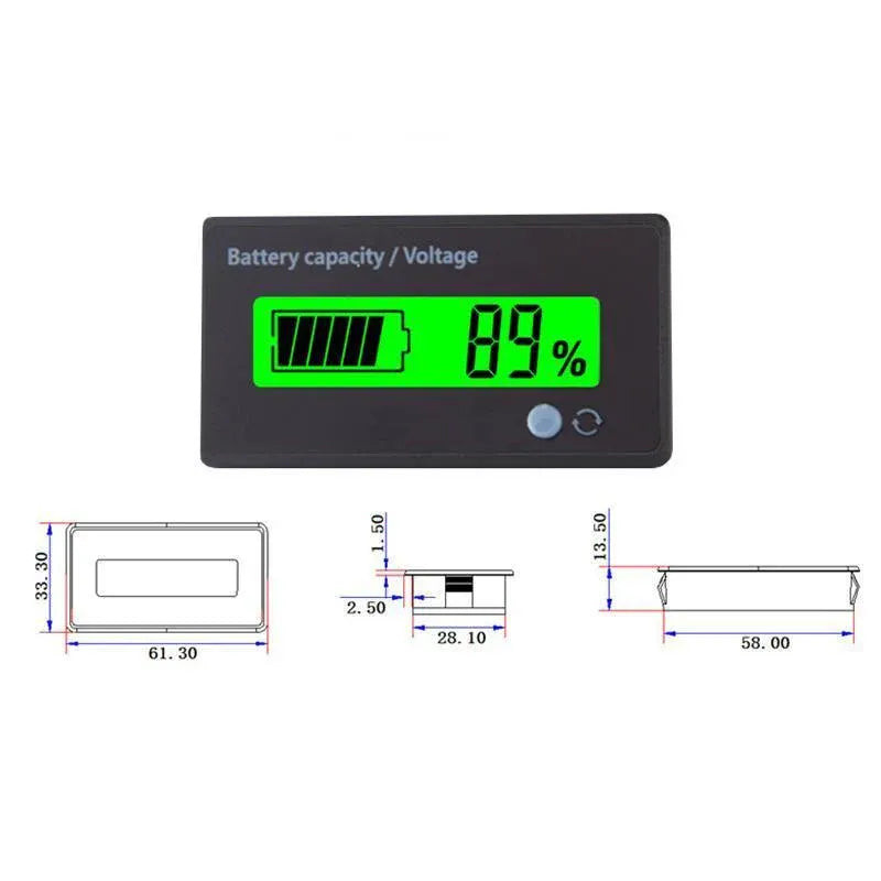 Lcd 12V-48V Battery Capacity Indicator Voltage Voltmeter Monitor Meter Caravan