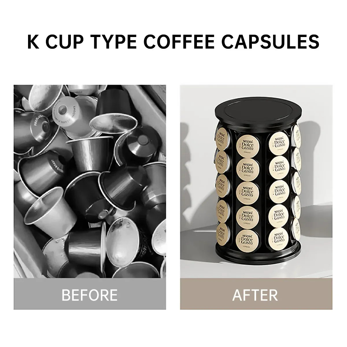 Coffee Pod Carousel Organiser 40 Capacity Rotating for Coffee Bar