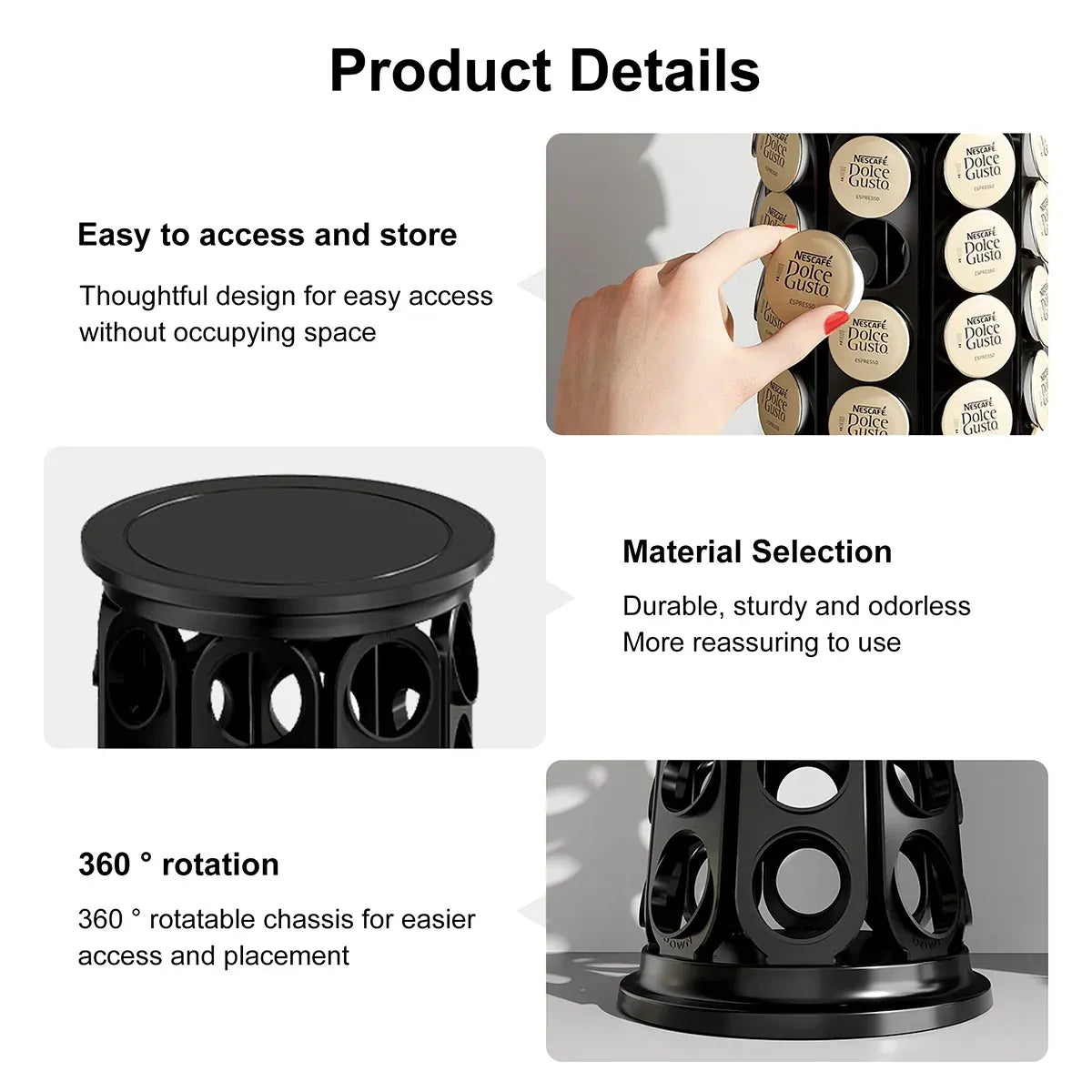 Coffee Pod Carousel Organiser 40 Capacity Rotating for Coffee Bar