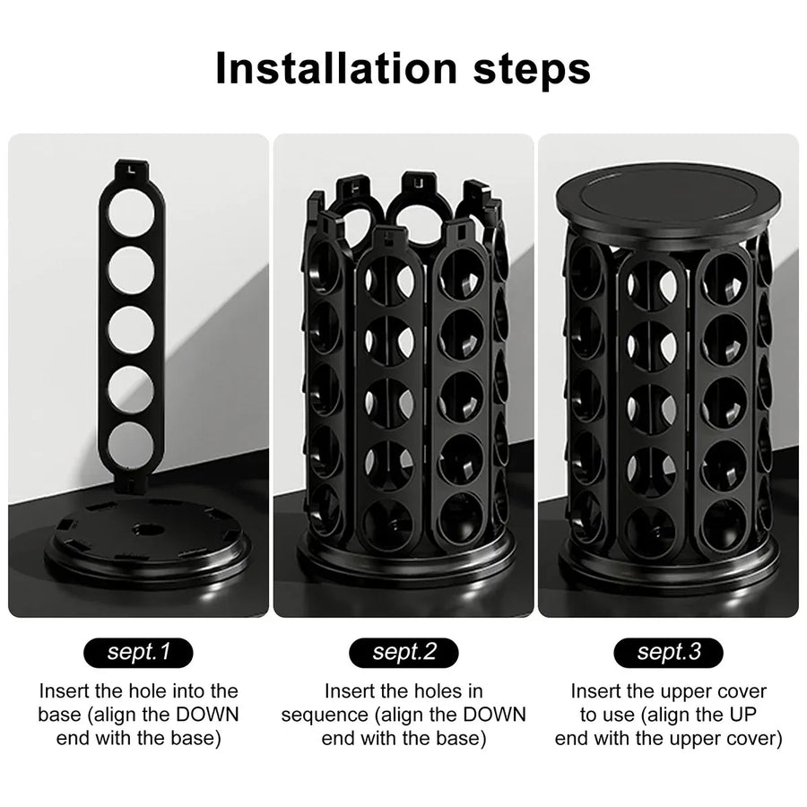 Coffee Pod Carousel Organiser 40 Capacity Rotating for Coffee Bar