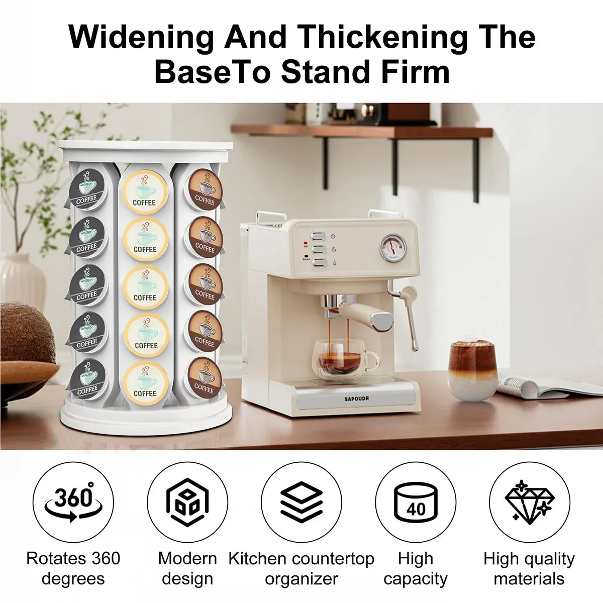 Coffee Pod Carousel Organiser 40 Capacity Rotating for Coffee Bar
