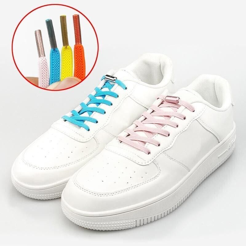 No Tie Locked Elastic Shoelace Shoe Lace Lazy Laces Sports Sneakers - Green