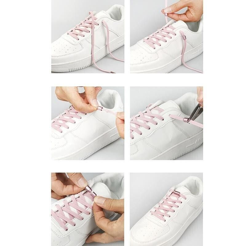 No Tie Locked Elastic Shoelace Shoe Lace Lazy Laces Sports Sneakers - Green