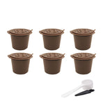 6PCS Reusable Coffee Capsule Coffee Filter Food Grade Fit Most Coffee Machines - Brown