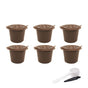 6PCS Reusable Coffee Capsule Coffee Filter Food Grade Fit Most Coffee Machines - Brown