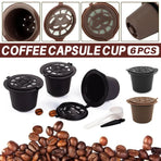 6PCS Reusable Coffee Capsule Coffee Filter Food Grade Fit Most Coffee Machines - Brown