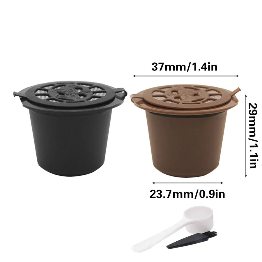 6PCS Reusable Coffee Capsule Coffee Filter Food Grade Fit Most Coffee Machines - Brown