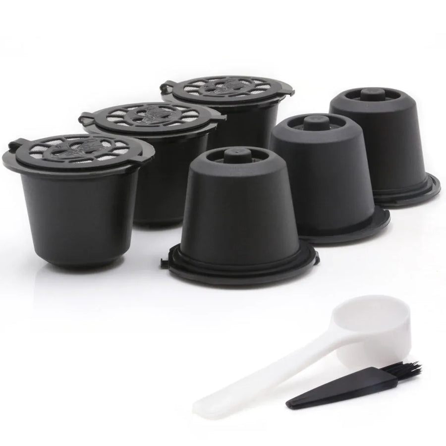 6PCS Reusable Coffee Capsule Coffee Filter Food Grade Fit Most Coffee Machines - Brown