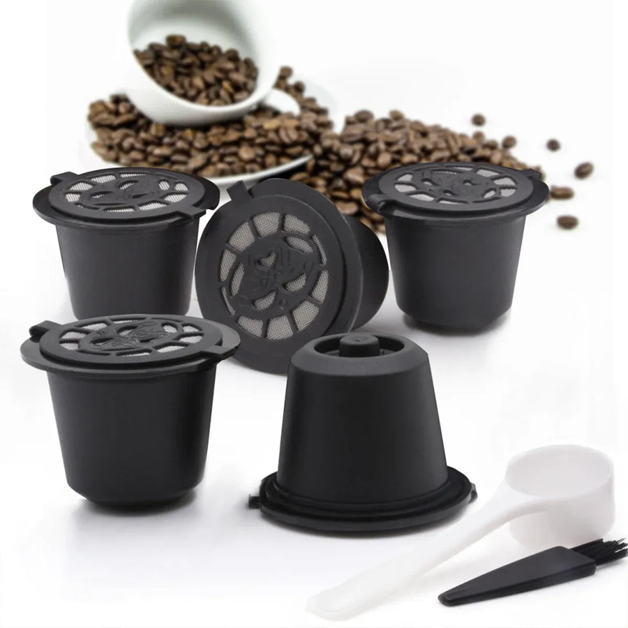 6PCS Reusable Coffee Capsule Coffee Filter Food Grade Fit Most Coffee Machines - Brown