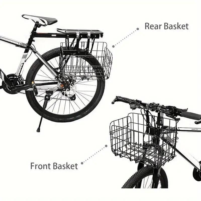 Foldable Bicycle Basket Front and Rear Hanging Storage Rack Bike Accessories - Silver