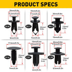 190PCS Plastic Car Fastener 6 Sizes for Auto Body Fender Bumper Trim Accessories