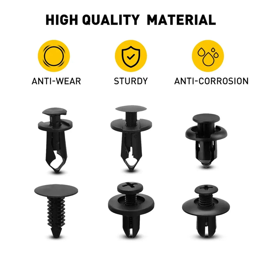 190PCS Plastic Car Fastener 6 Sizes for Auto Body Fender Bumper Trim Accessories