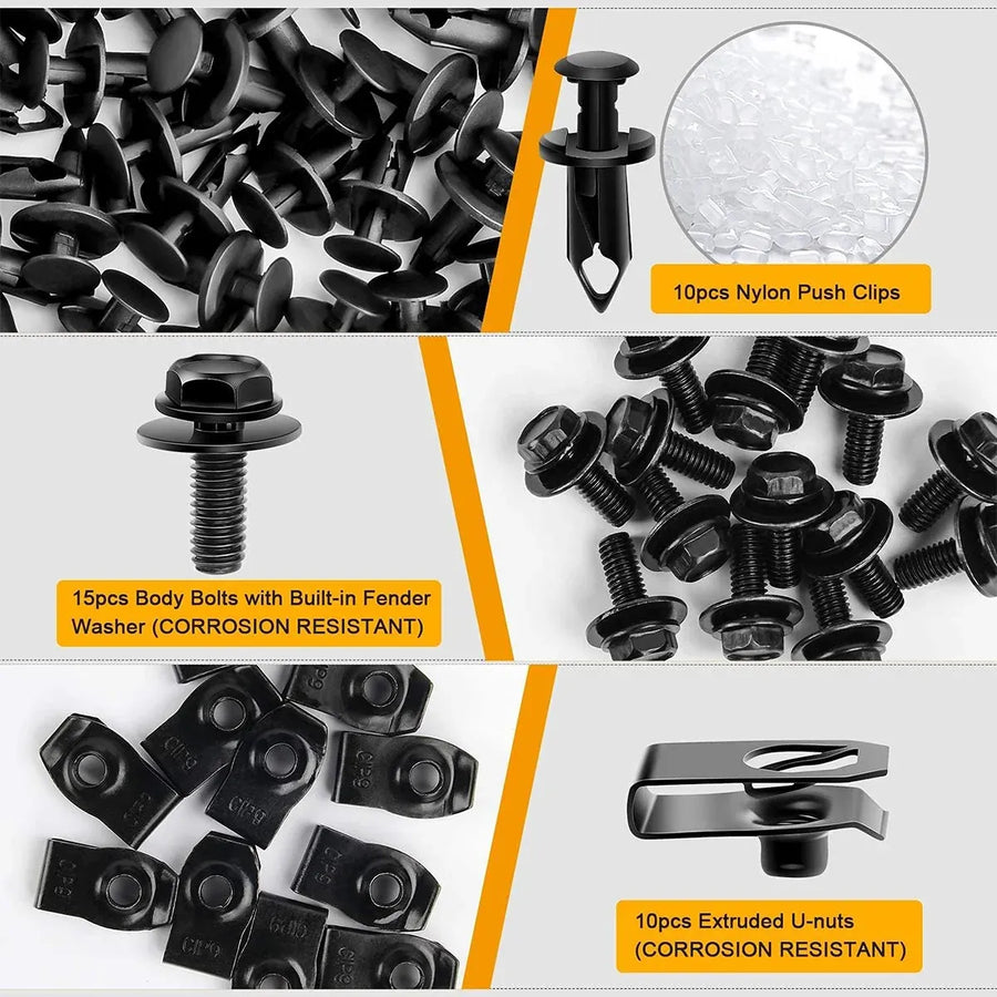 35PCS Auto Parts Screws Fender Bumper Fasteners Anti Rust Corrosion Resistant