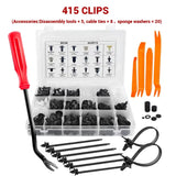 415PCS Car Buckle Set for Auto Body Trim Bumper Fender Repair - 45-Degree Angle