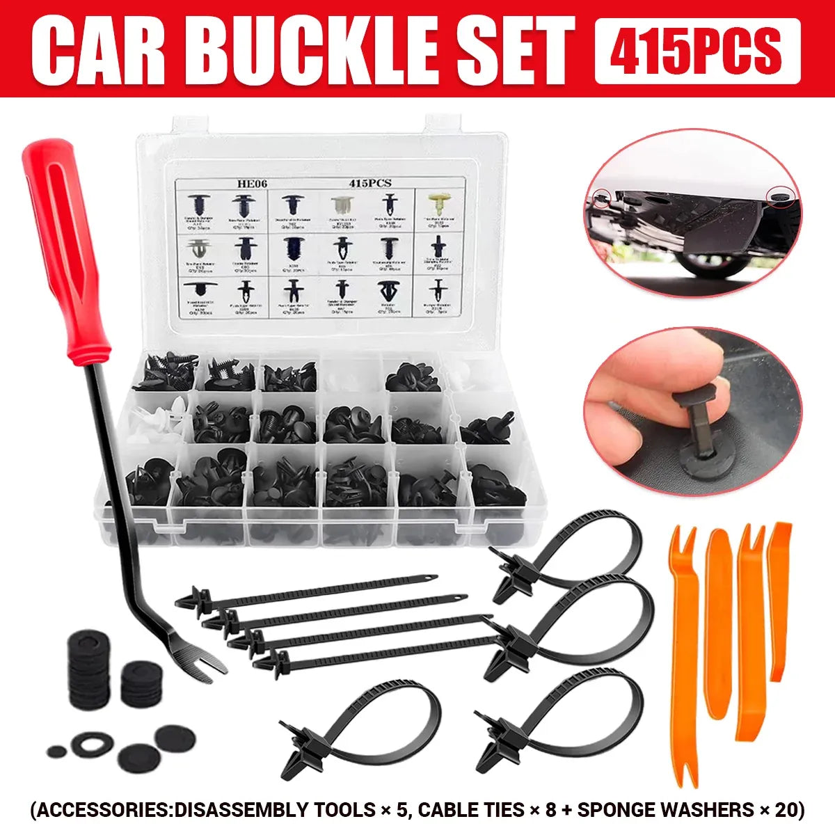 415PCS Car Buckle Set for Auto Body Trim Bumper Fender Repair